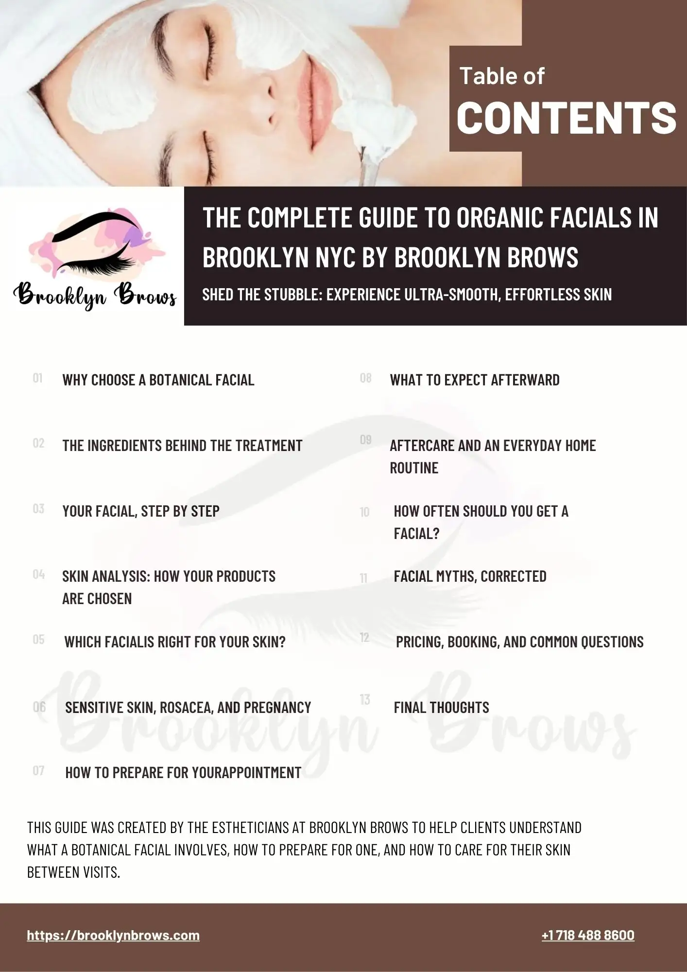 Cover of the Brooklyn Brows Organic Facials Guide