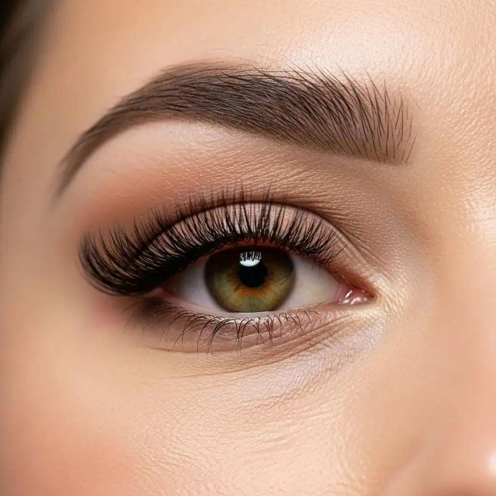 Close-up of eyelash extensions enhancing natural beauty, emphasizing care and maintenance