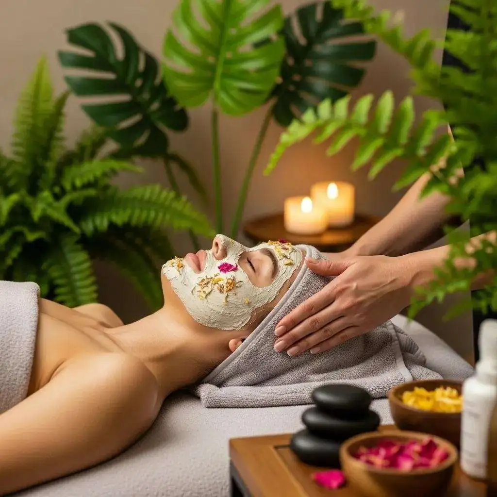 Organic facial in a calm Brooklyn studio, staged with natural ingredients